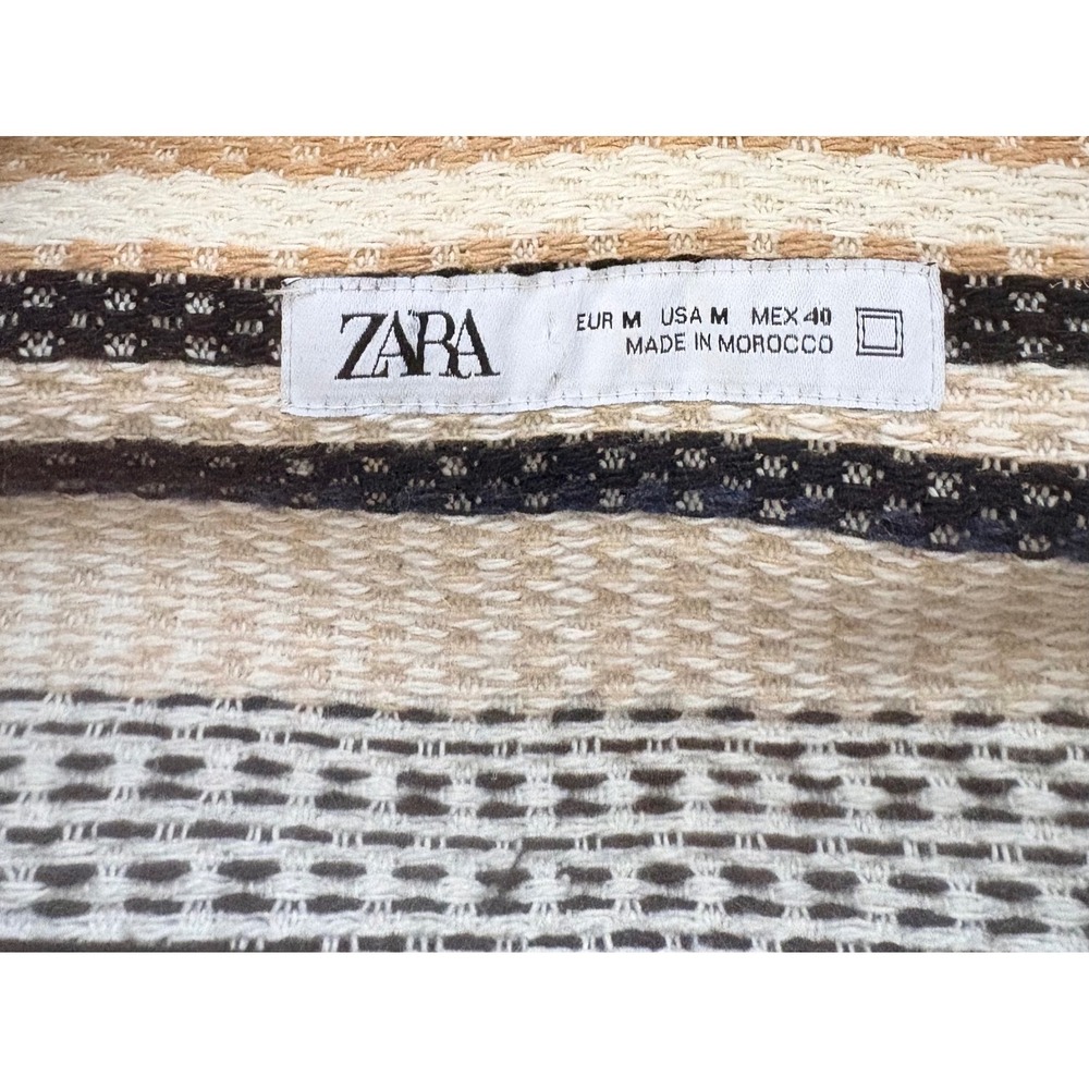 ZARA Mens Striped Button Up Shacket M Chore Style Versatile Made in Morocco‎ - Picture 4 of 12